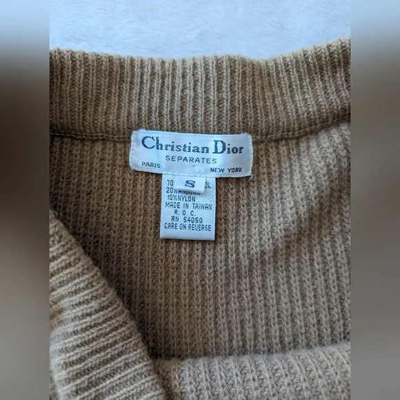 Vintage Christian Dior Tan Lambswool Midi Skirt - Picture 9 of 9